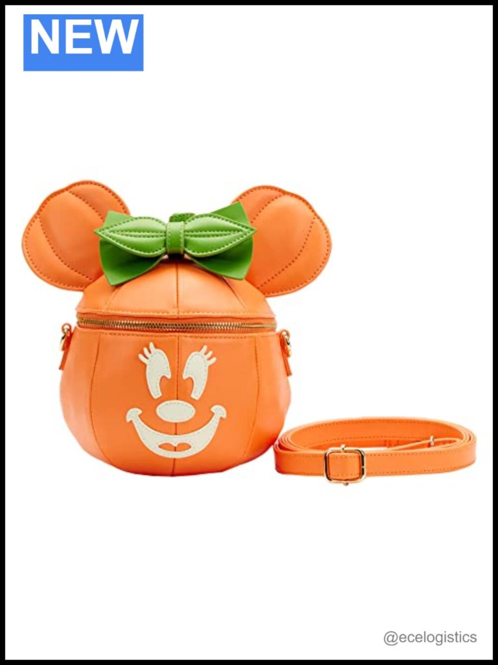Loungefly Minnie Mouse Glow in the Dark Pumpkin Crossbody Bag Faux Leather